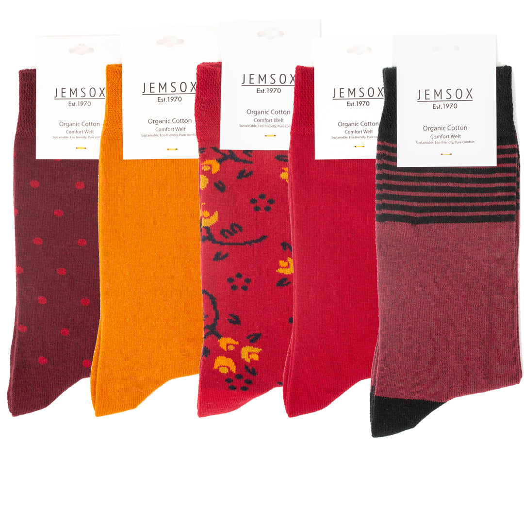 5pk Prestige Ensemble - Organic Cotton Comfort Welt Socks (One Size UK 6-9)