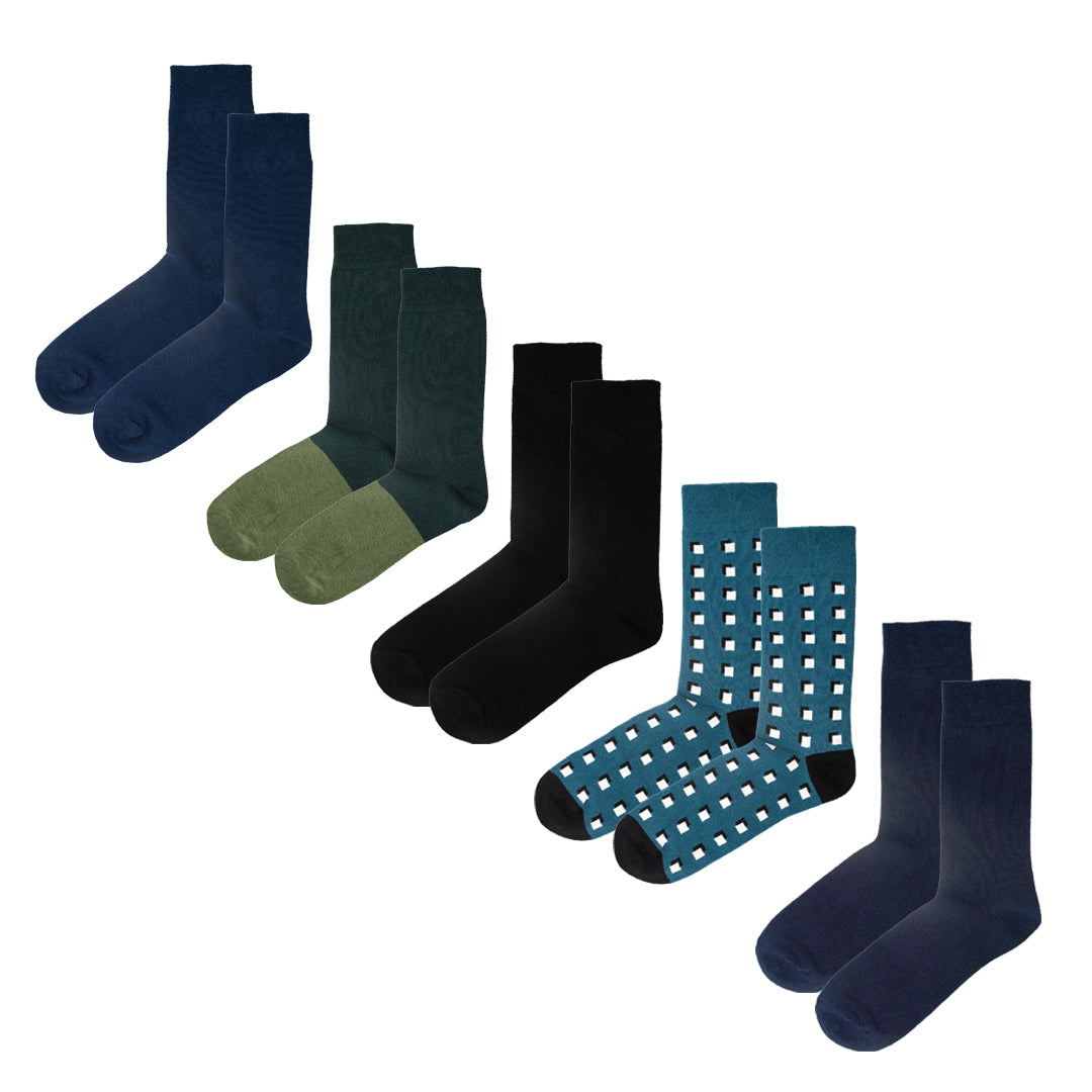 5pk Modern Mystery - Organic Cotton Comfort Welt Socks (One Size UK 6-9)