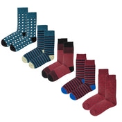 5pk Bordeaux & Manor Green Quintet - Organic Cotton Comfort Welt Socks (One Size UK 9-12)