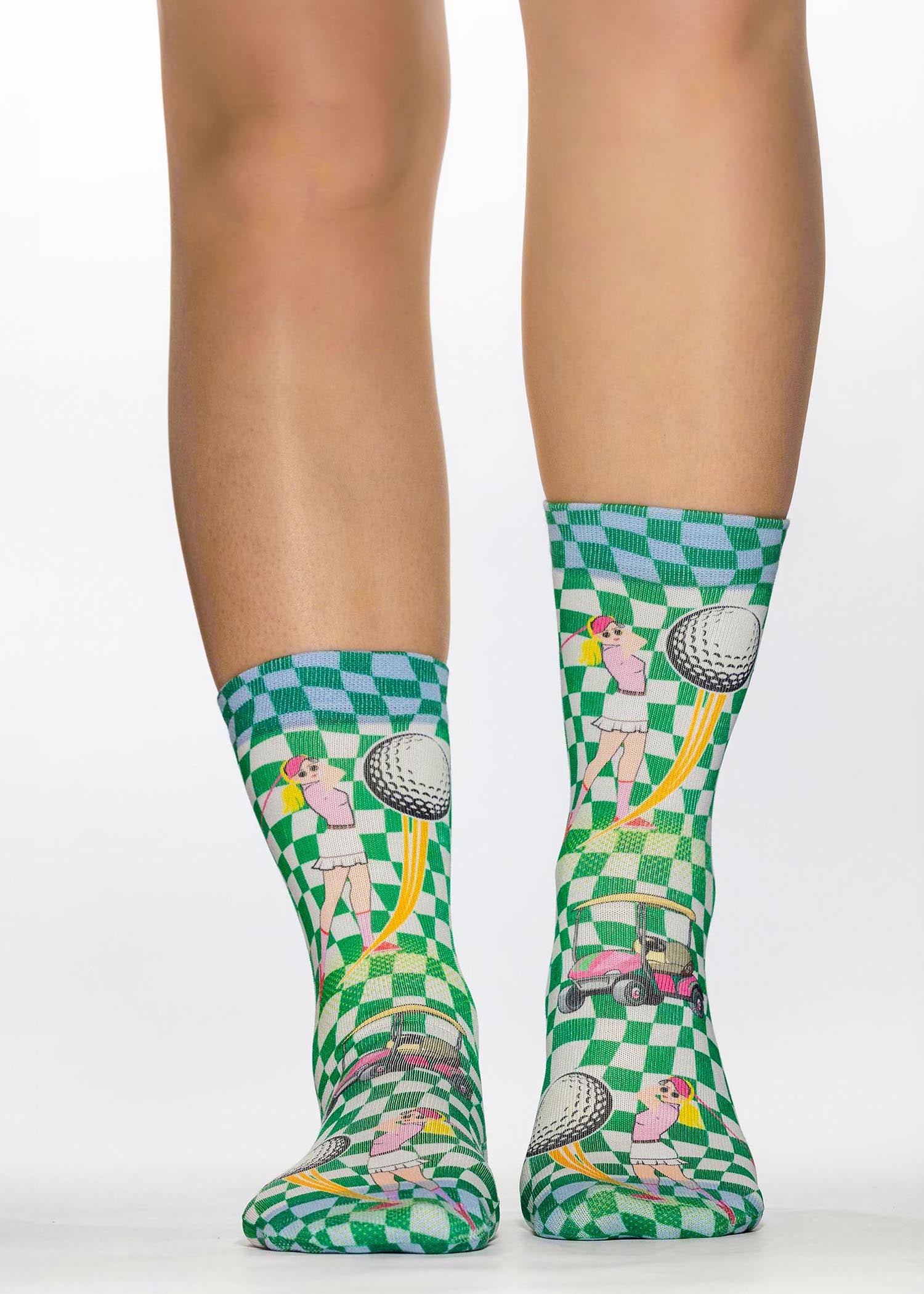 CHECK GOLF Ladies Novelty Gift Socks
