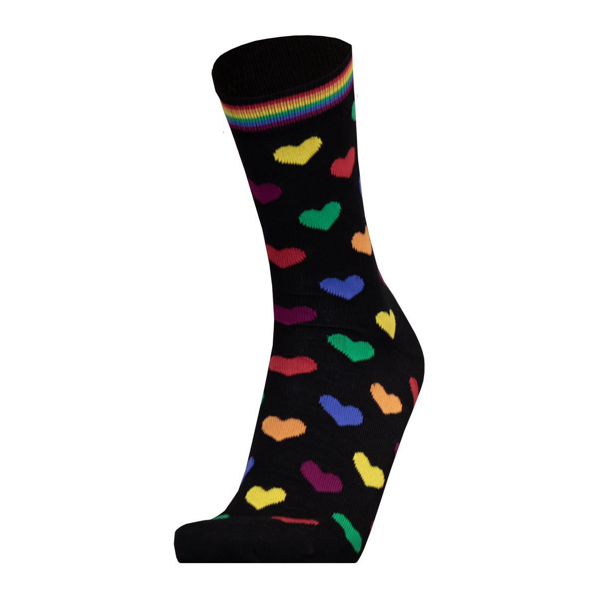 Rainbow Hearts Black Nativa Wool Socks