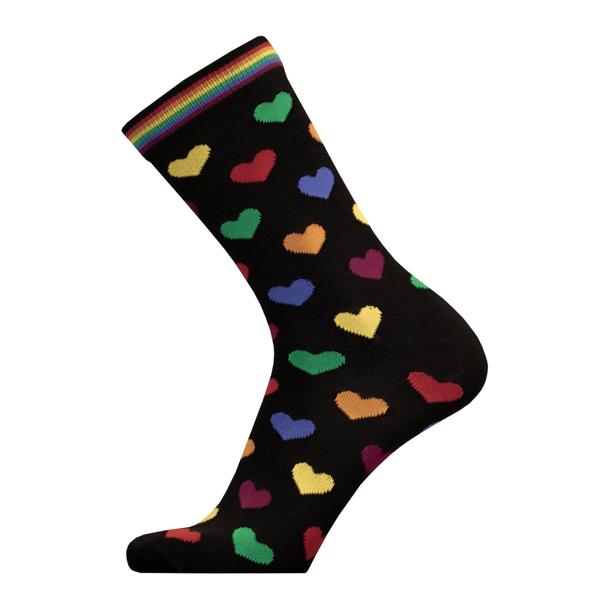 Rainbow Hearts Black Nativa Wool Socks