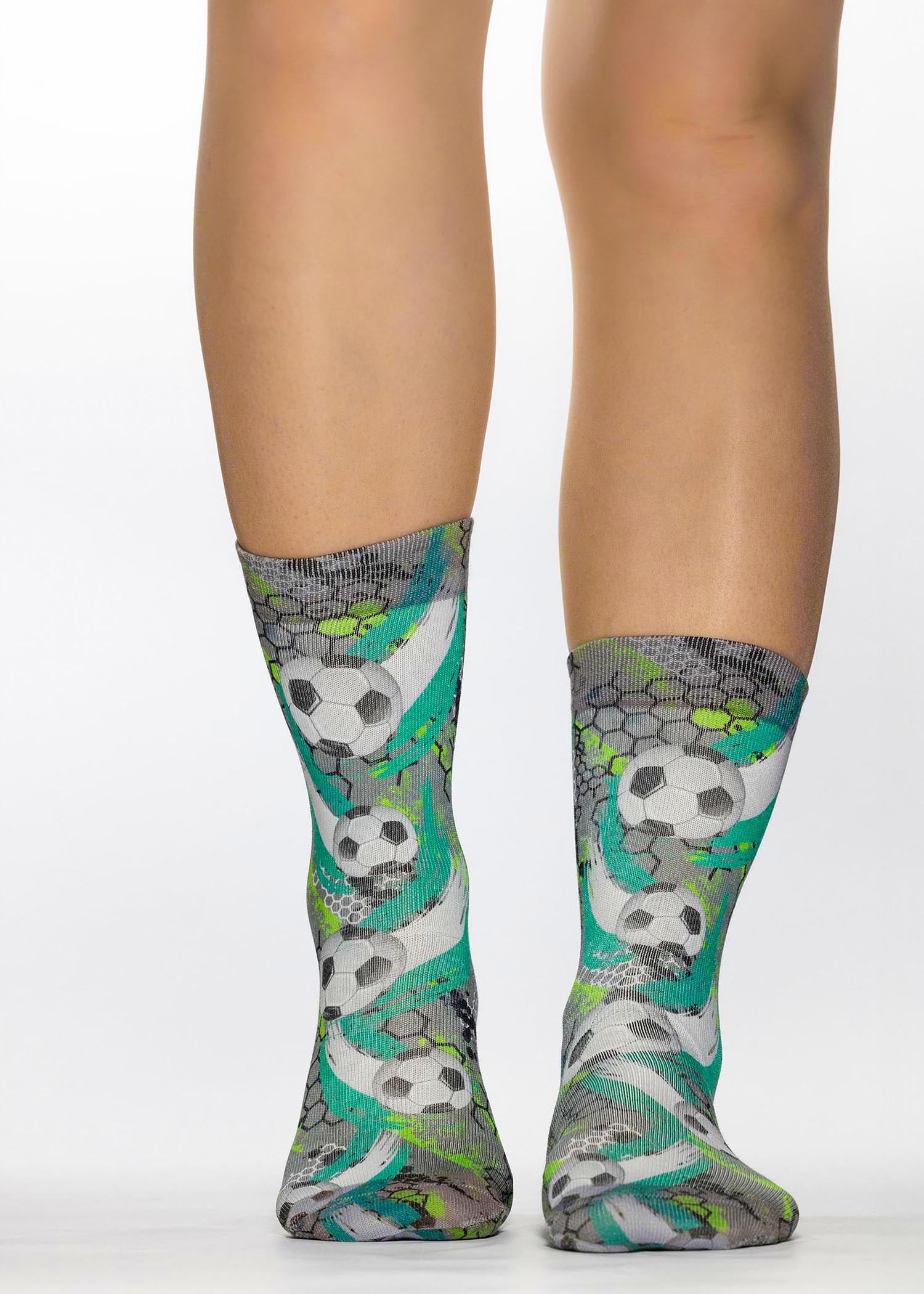 GREEN FOOTBALL Ladies Novelty Gift Socks