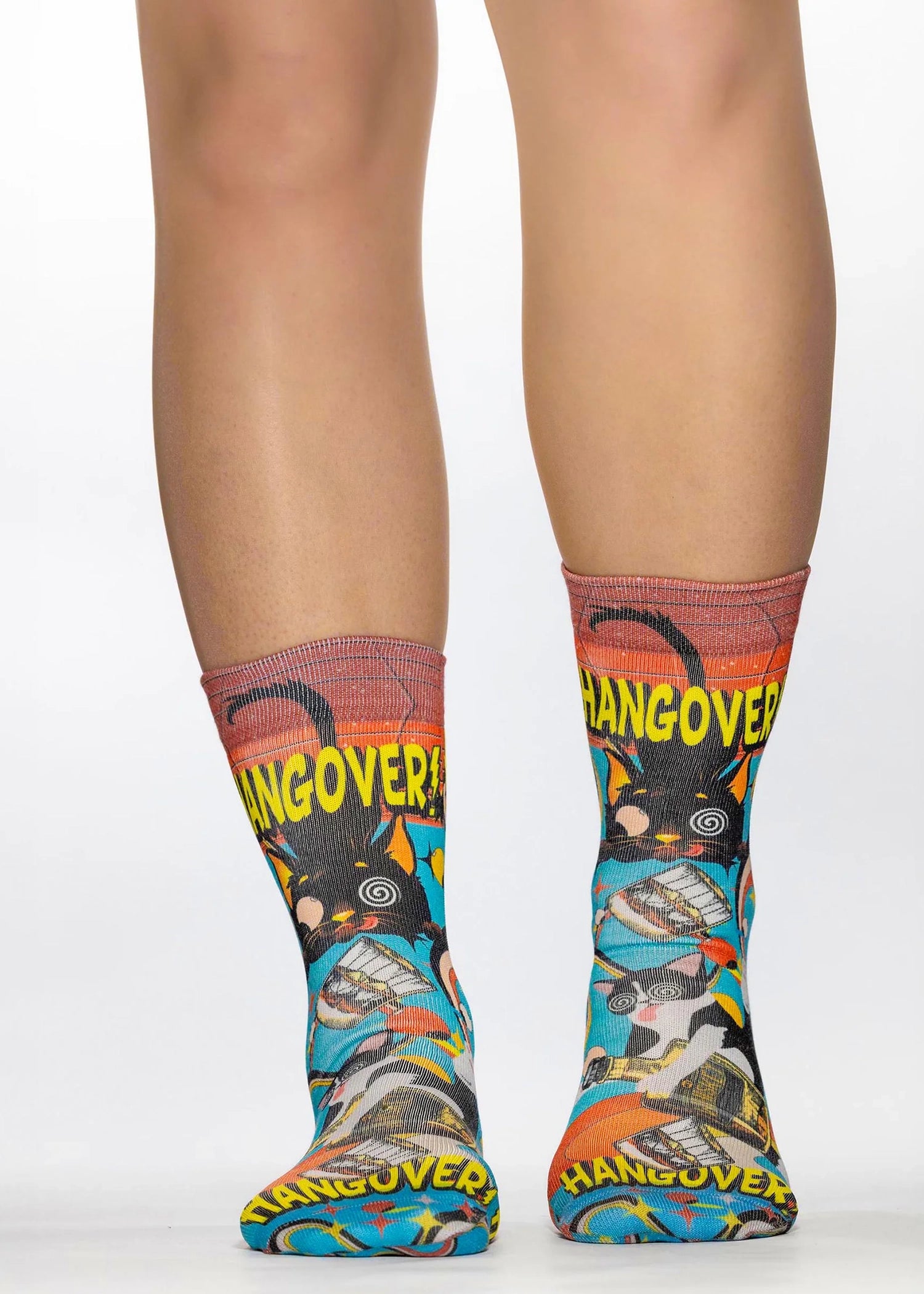 HANGOVER CAT Ladies Novelty Gift Socks