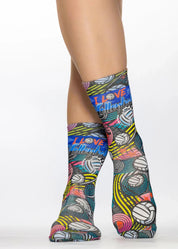 I LOVE VOLLEYBALL Ladies Novelty Gift Socks
