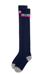 Wellington Boot Socks – Navy & Pink | 100% British Wool | UK 4-7