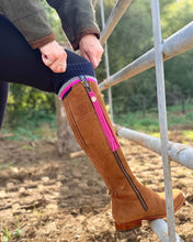 Wellington Boot Socks – Navy & Pink | 100% British Wool | UK 4-7