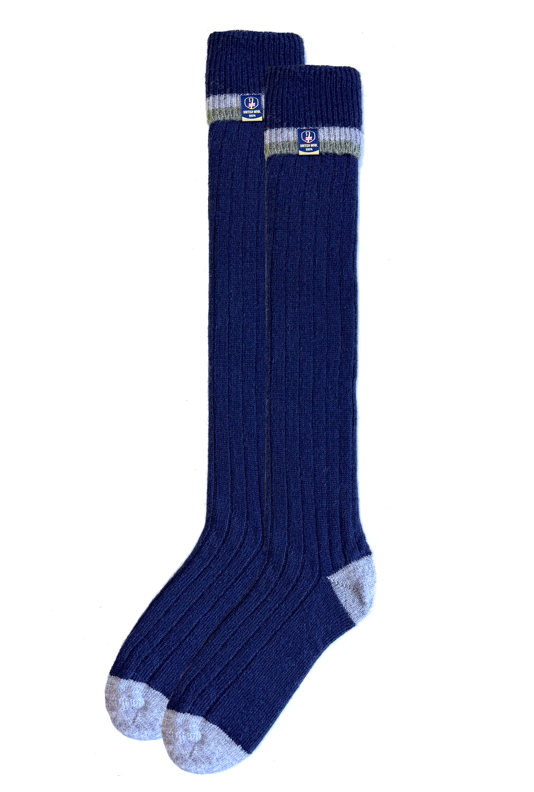 Wellington Boot Socks – Navy & Smoke | 100% British Wool | UK 8–12