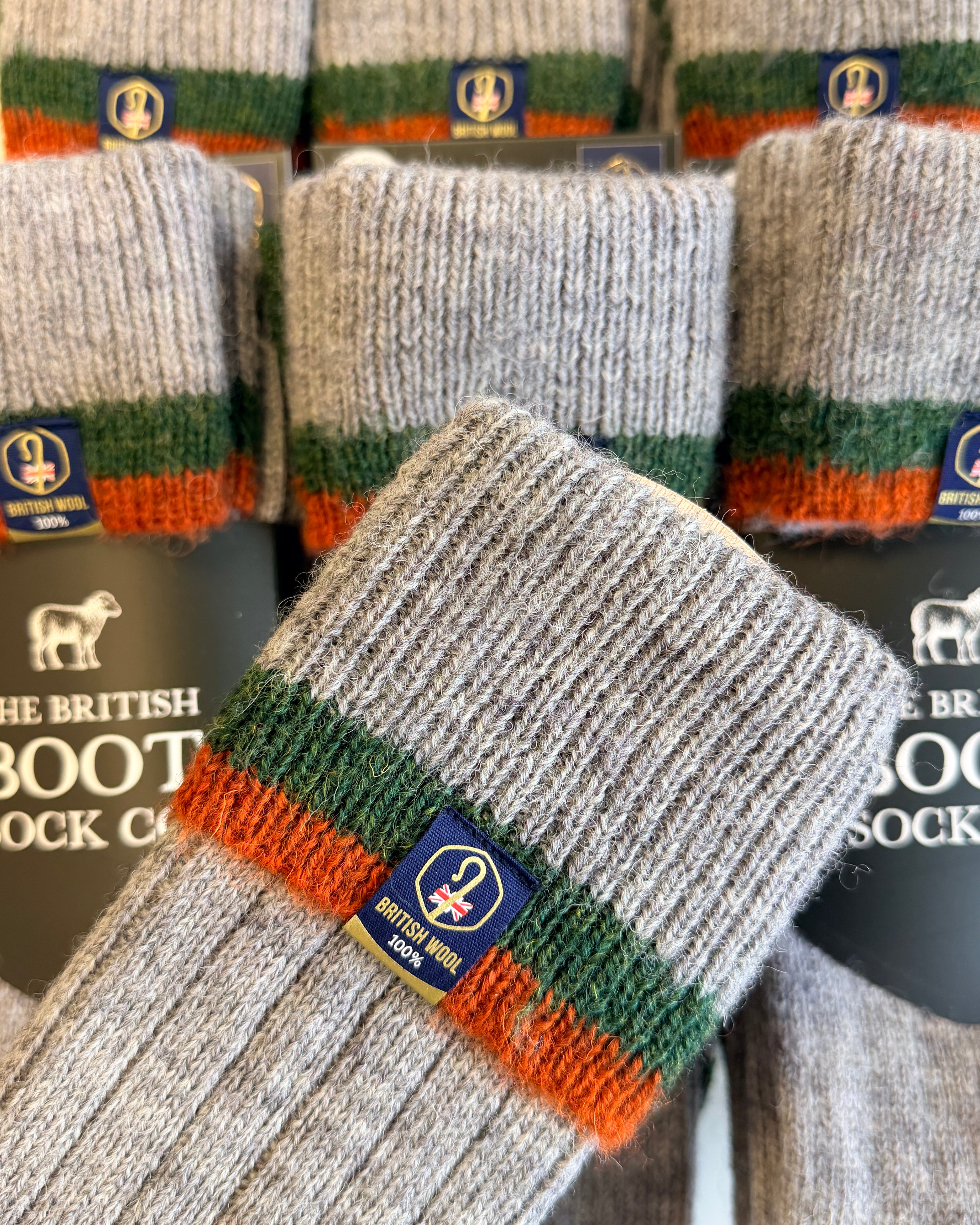 Wellington Boot Socks – Smoke & Celtic | 100% British Wool | UK 8–12