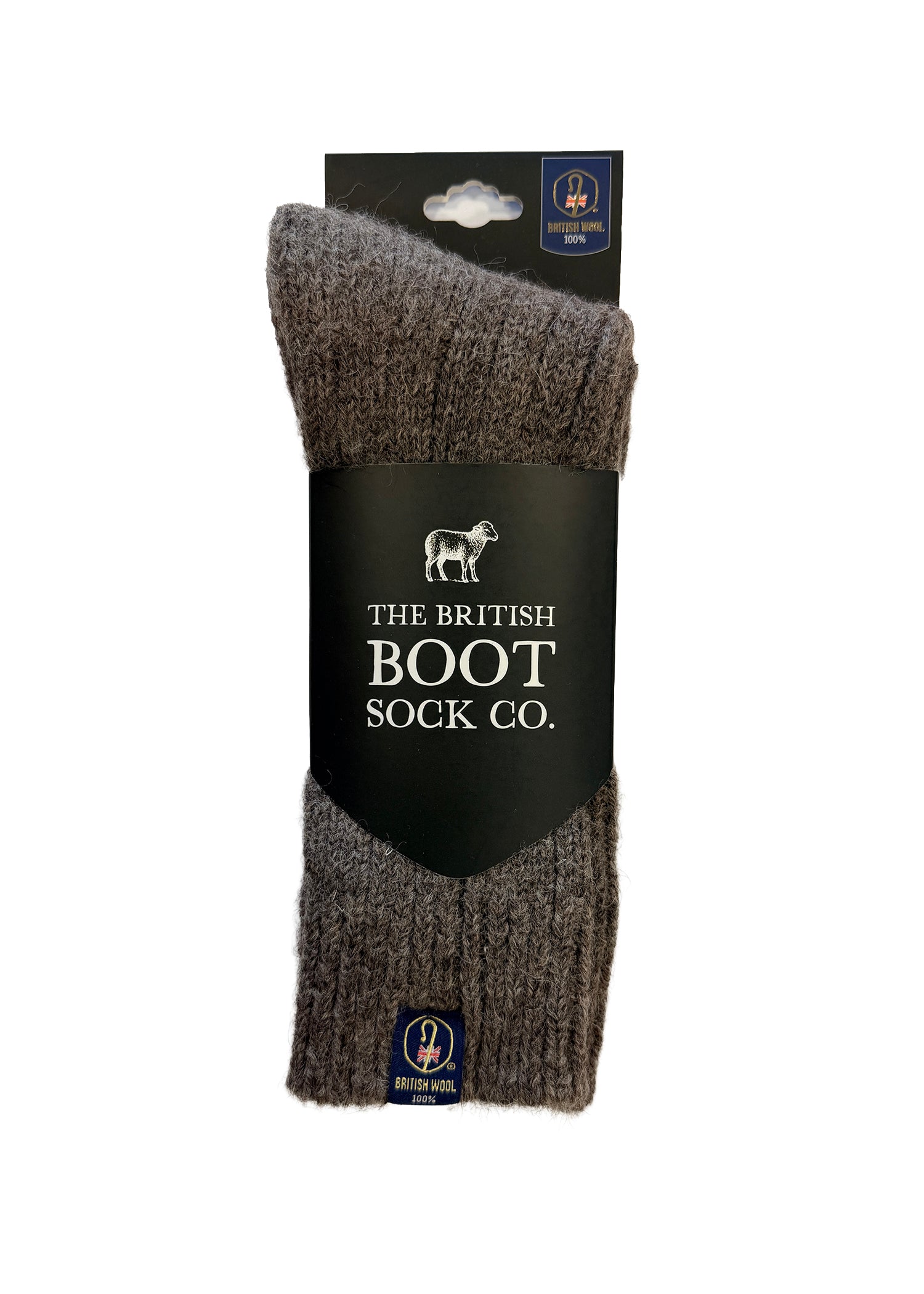 British Wool Boot Socks – Mid Grey Natural | 100% British Wool Luxury Boot Socks