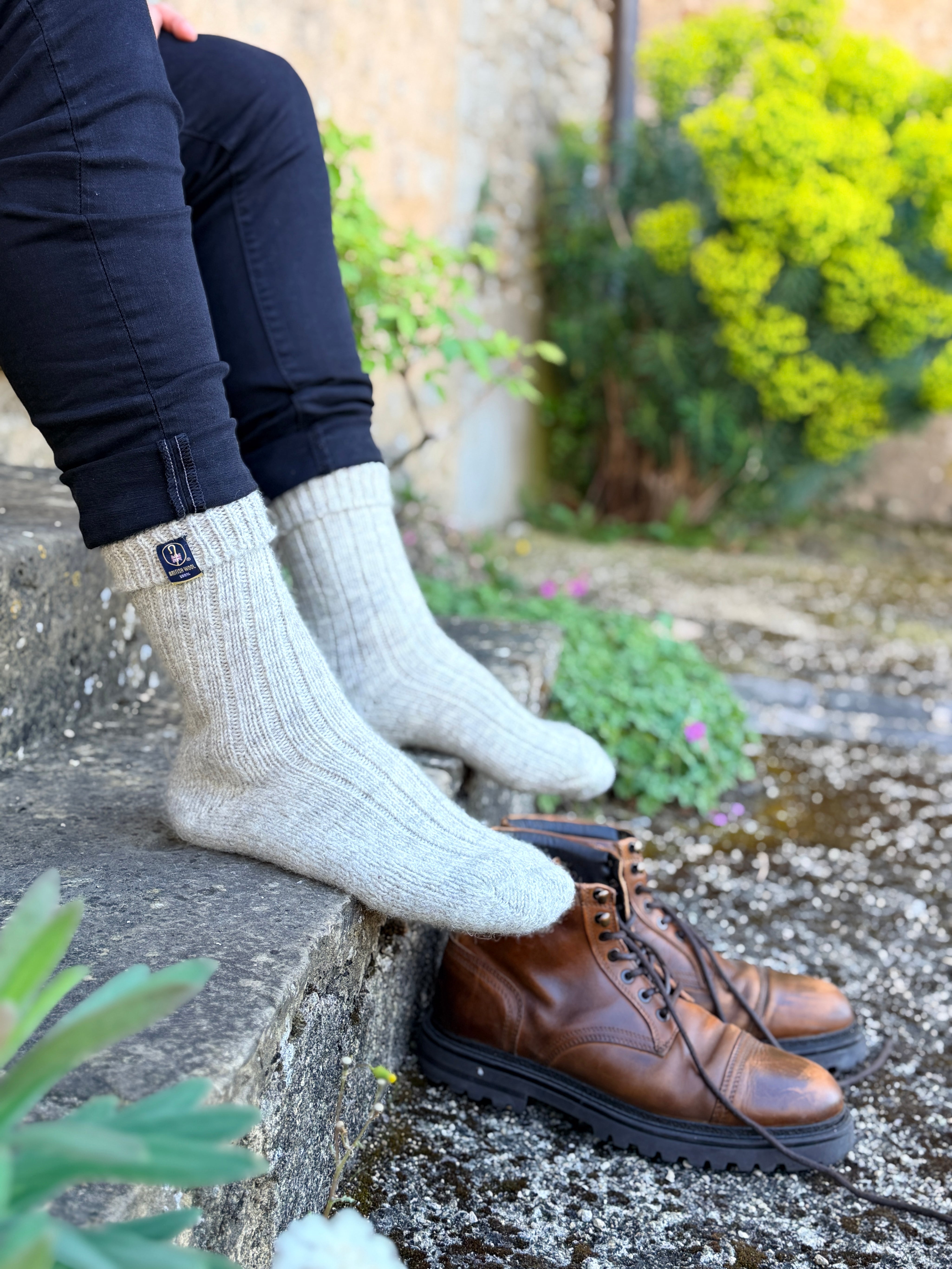 British Wool Boot Socks – Light Grey Natural | 100% British Wool Luxury Boot Socks