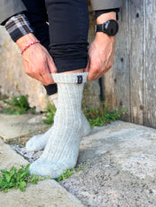 British Wool Boot Socks – Light Grey Natural | 100% British Wool Luxury Boot Socks