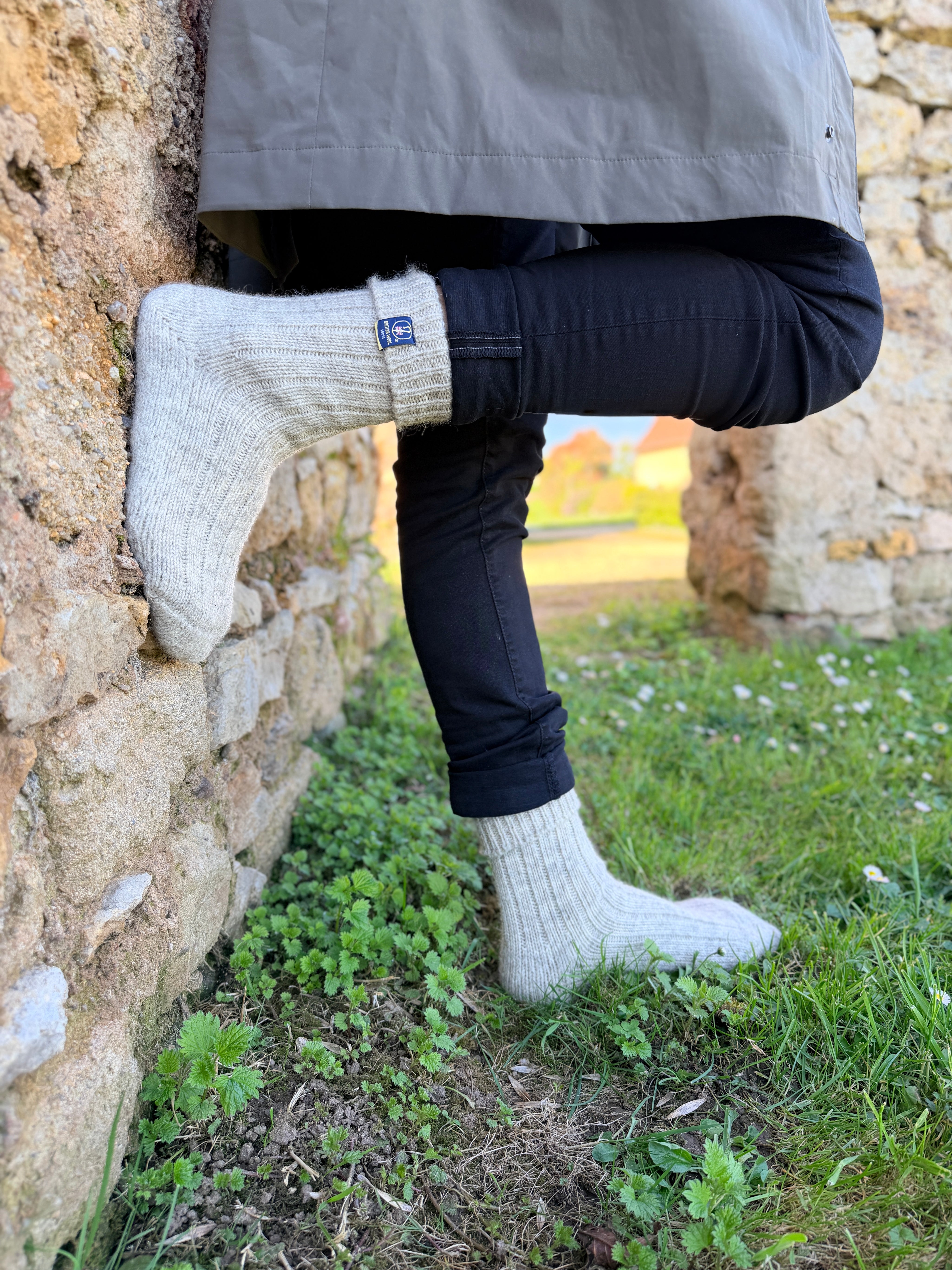 British Wool Boot Socks – Light Grey Natural | 100% British Wool Luxury Boot Socks