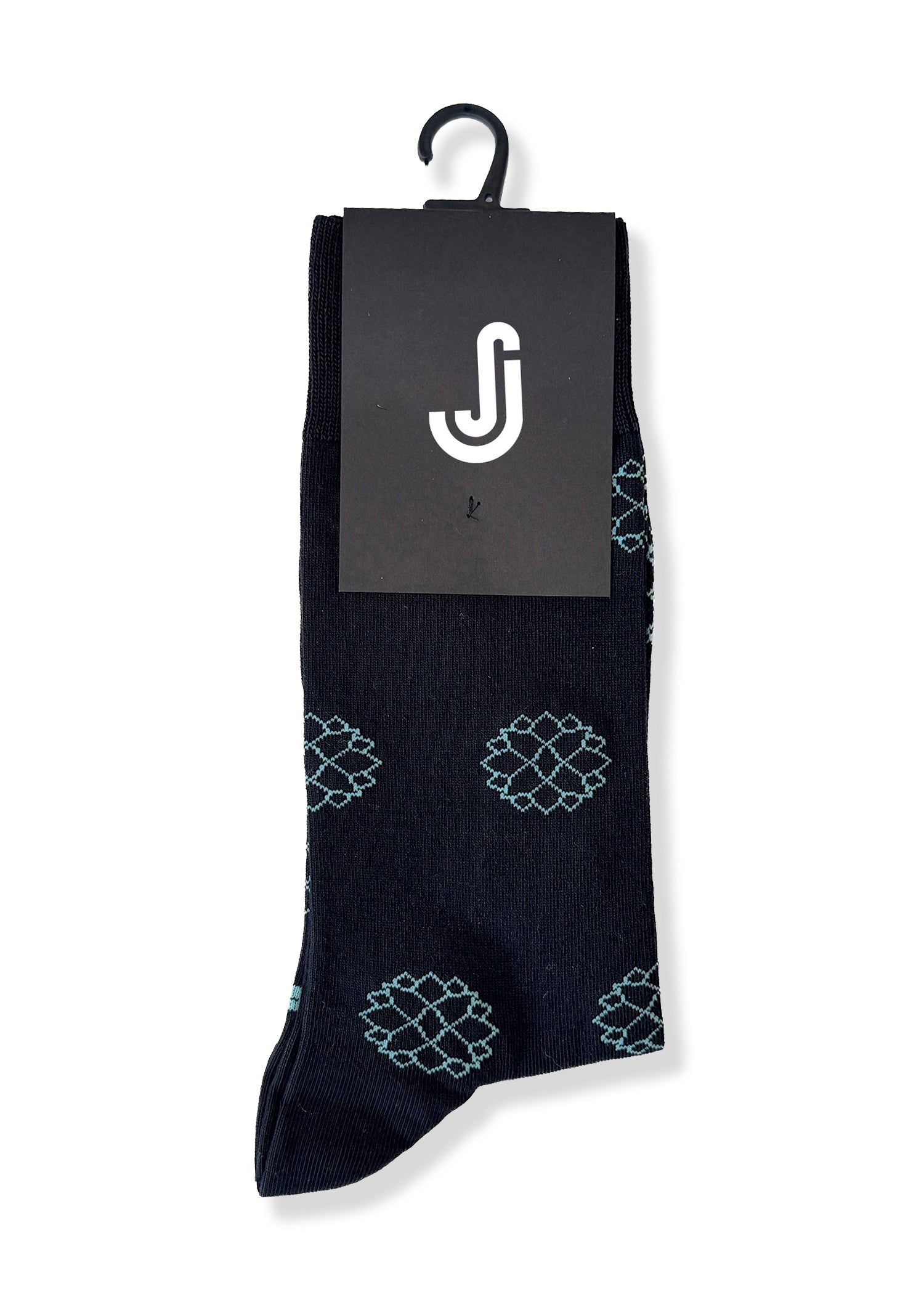 Teardrop Flower (Black) Premium Pattern Socks | Cotton-Rich Floral Socks by Jemsox
