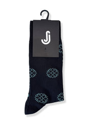 Teardrop Flower (Black) Premium Pattern Socks | Cotton-Rich Floral Socks by Jemsox