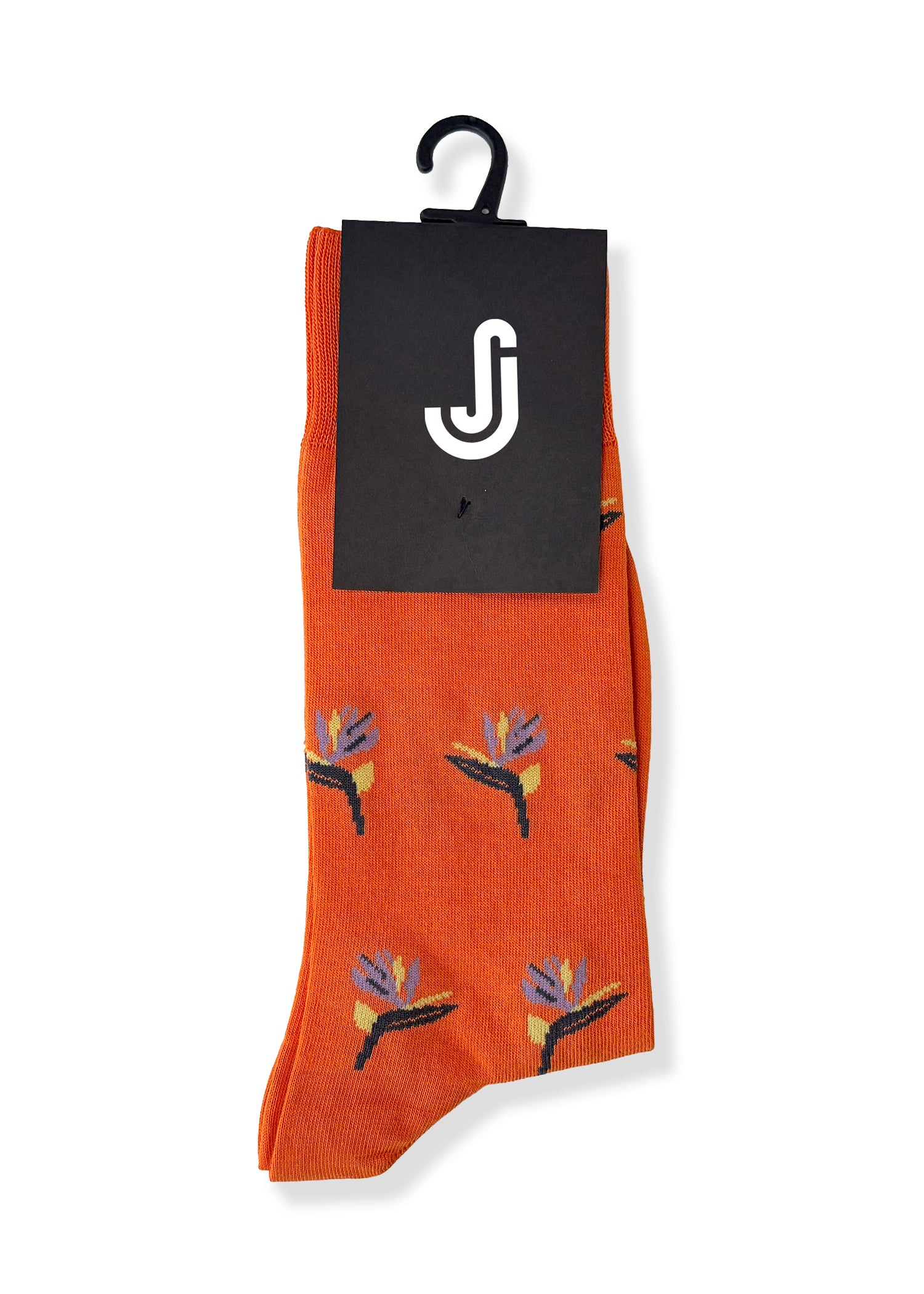 Bird of Paradise (Orange) Premium Pattern Socks | Cotton-Rich Tropical Socks by Jemsox