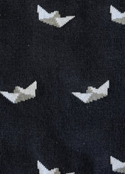 Origami Boats (Black) Premium Pattern Socks | Cotton-Rich Novelty Socks by Jemsox