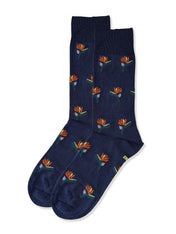 Bird of Paradise (Blue) Premium Pattern Socks | Cotton-Rich Tropical Socks by Jemsox