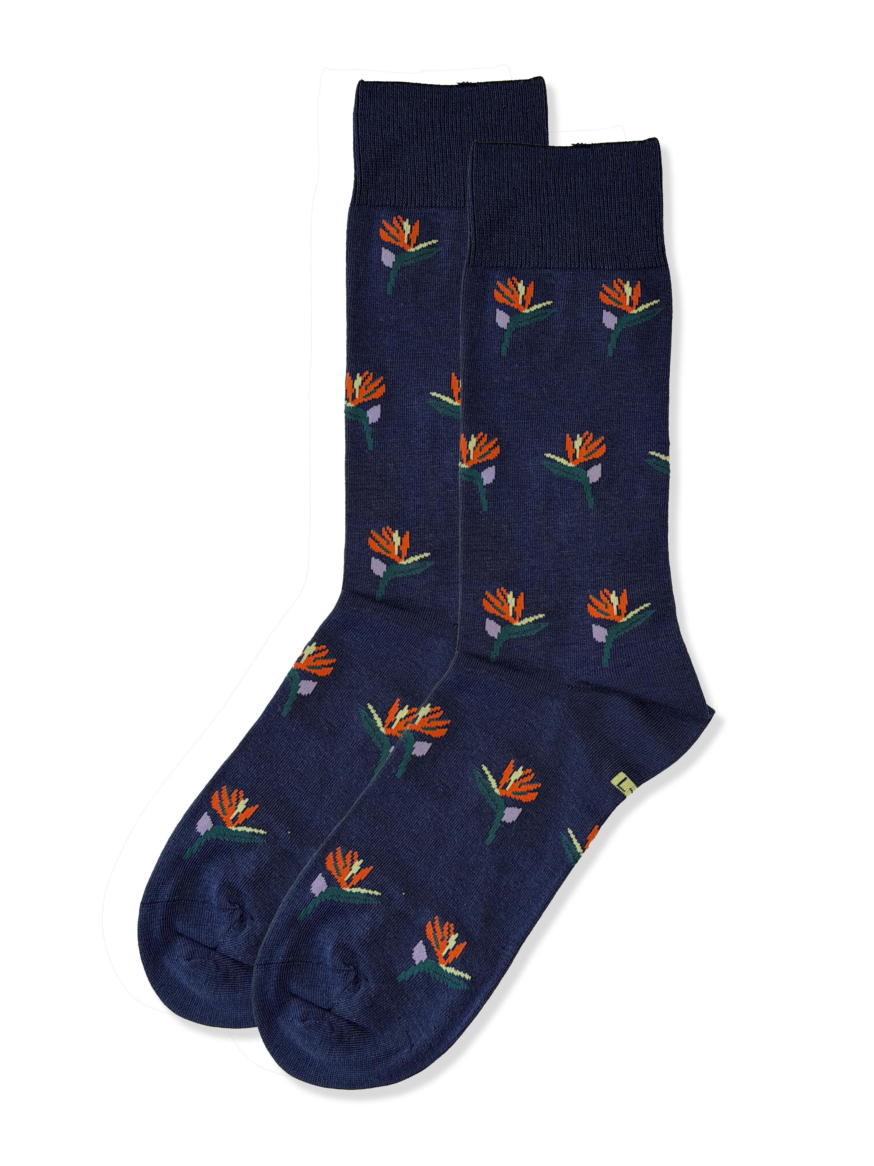 Bird of Paradise (Blue) Premium Pattern Socks | Cotton-Rich Tropical Socks by Jemsox