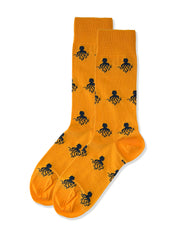 Octopus (Yellow) Premium Pattern Socks | Cotton-Rich Novelty Socks by Jemsox