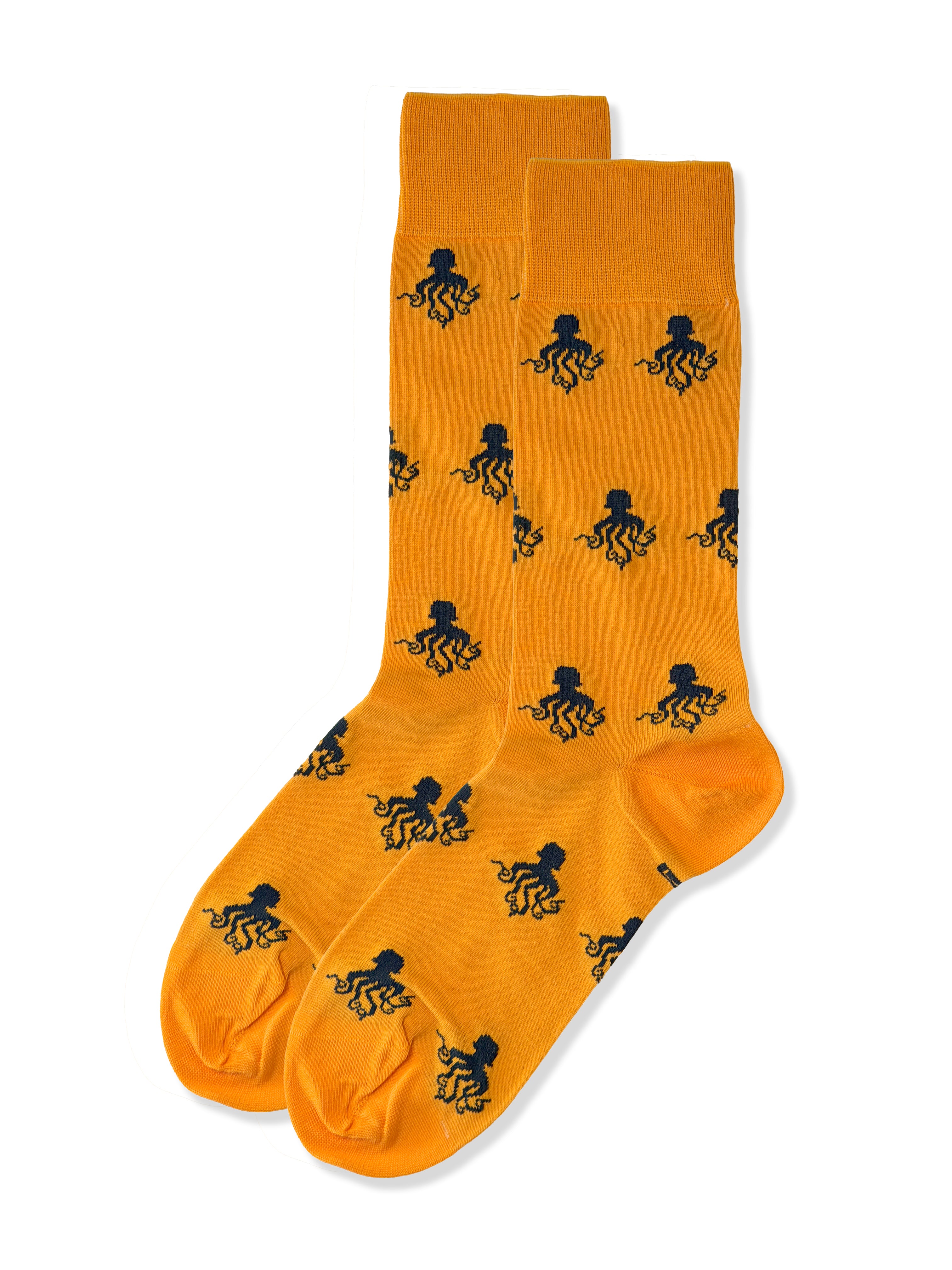 Octopus (Yellow) Premium Pattern Socks | Cotton-Rich Novelty Socks by Jemsox
