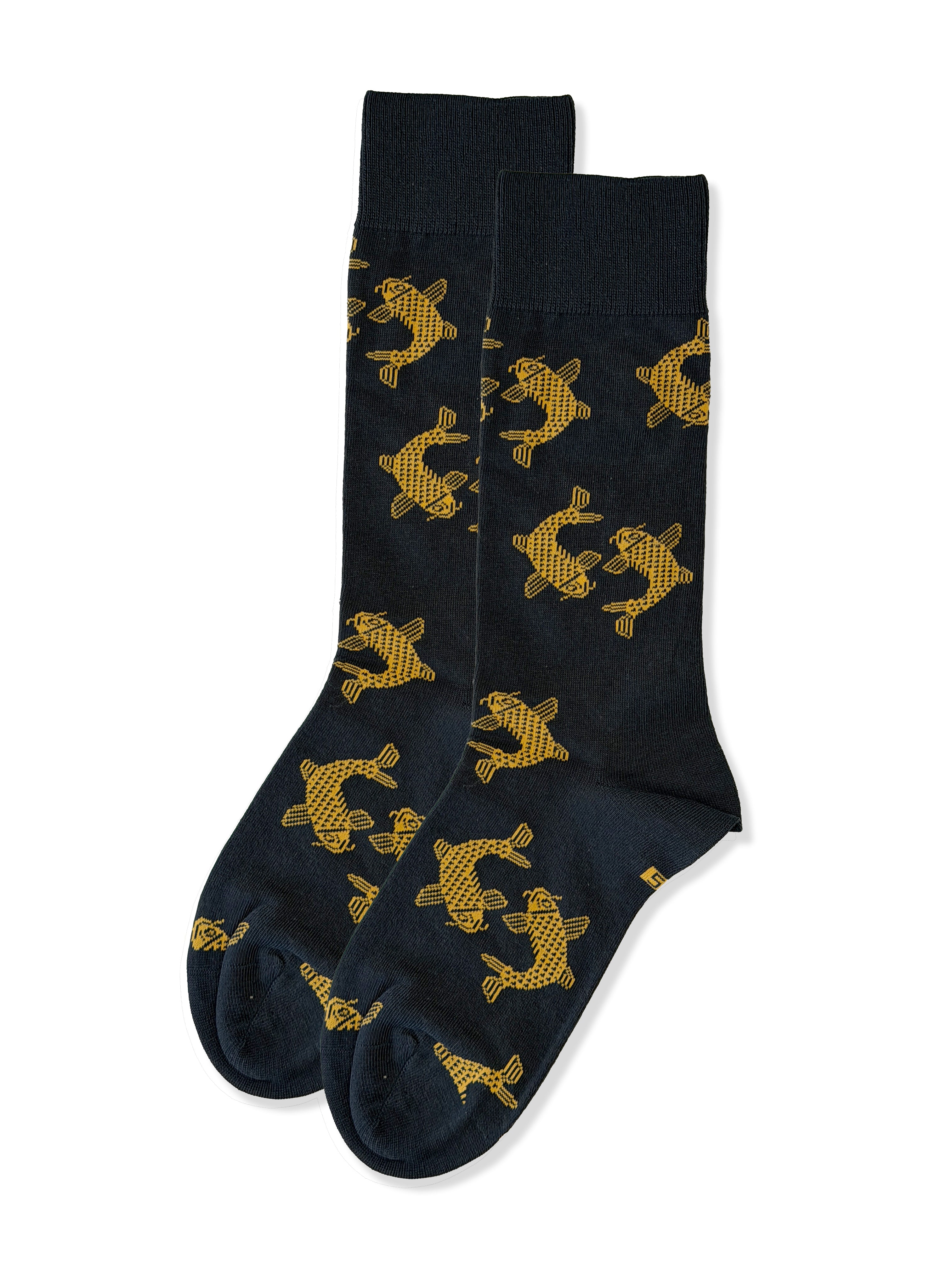 Carps (Black) Premium Pattern Socks | Cotton-Rich Fish Design Socks by Jemsox