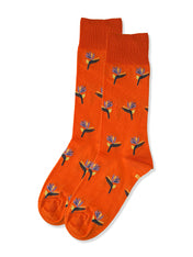Bird of Paradise (Orange) Premium Pattern Socks | Cotton-Rich Tropical Socks by Jemsox