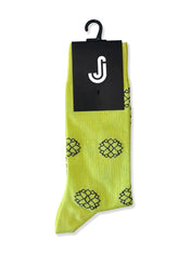 Teardrop Flower (Lime Green) Premium Pattern Socks | Cotton-Rich Floral Socks by Jemsox