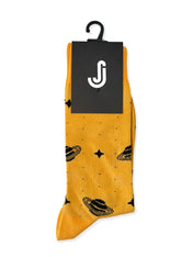 Space & Planets Design Socks | Cosmic Yellow Novelty Socks