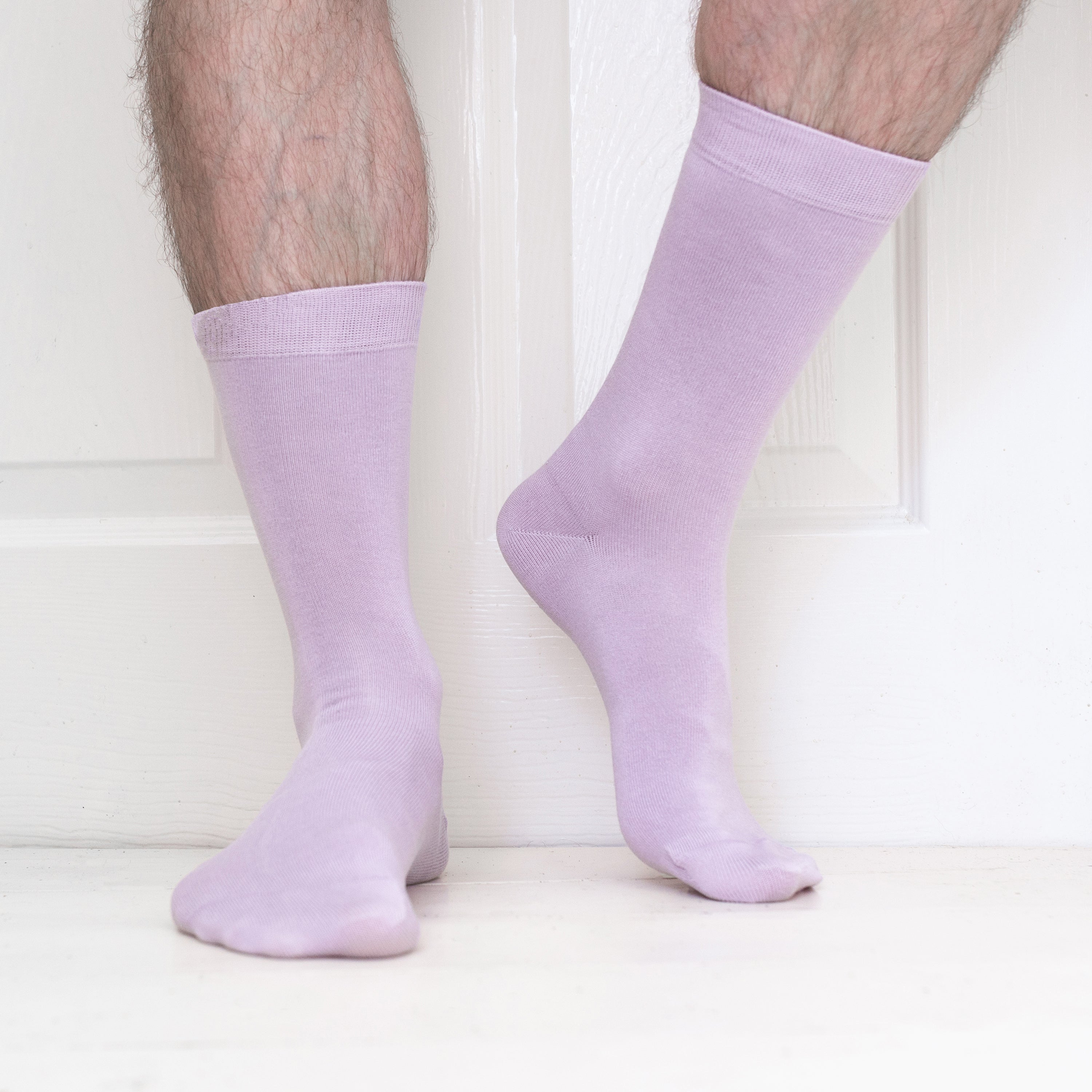 Luxury Socks Multipack 3 Pairs / 5-Pairs Lavender Purple Plain Colour Men's Crew Socks Size 7-12