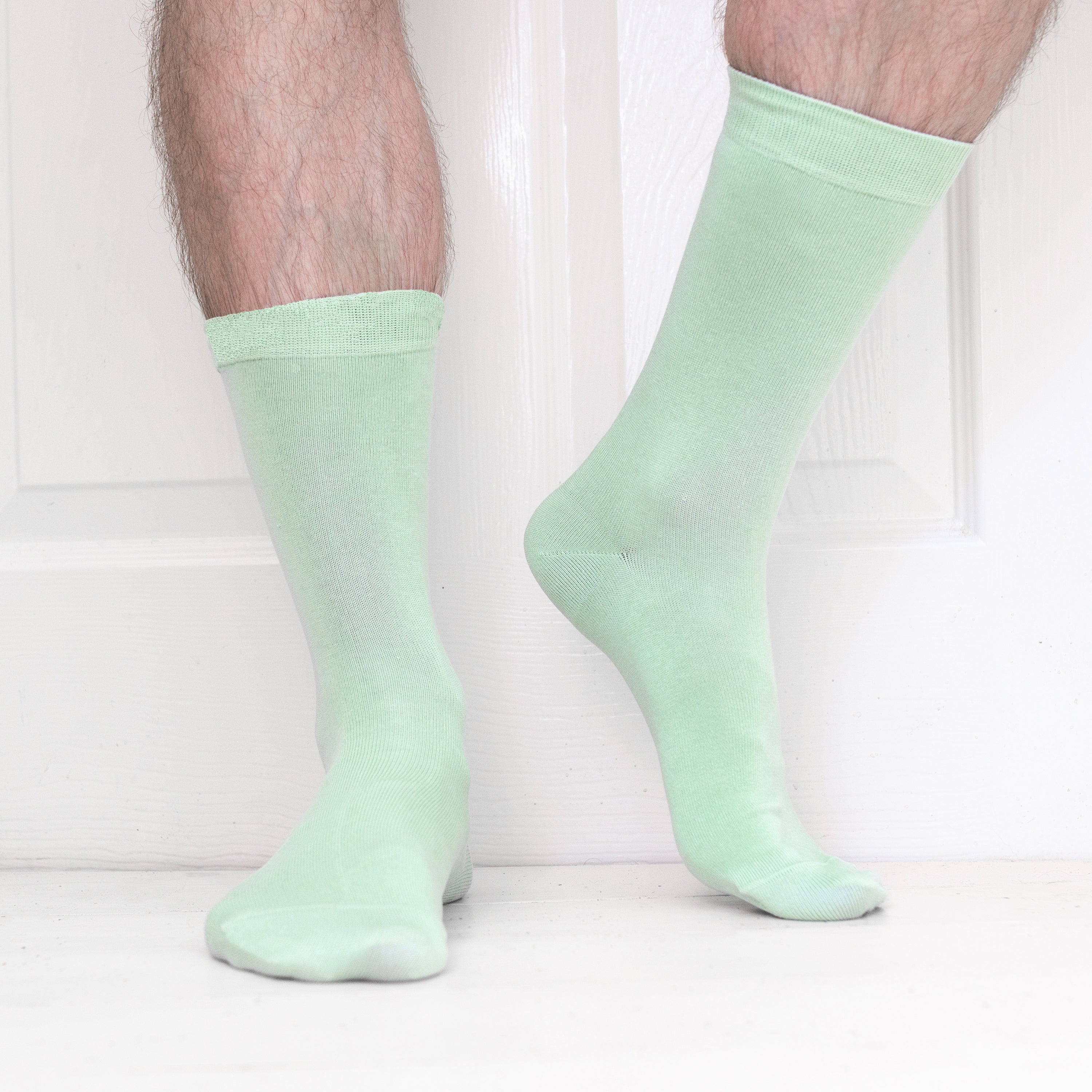 Luxury Socks Multipack 3 Pairs / 5-Pairs Mint Green Plain Colour Men's Crew Socks Size 7-12