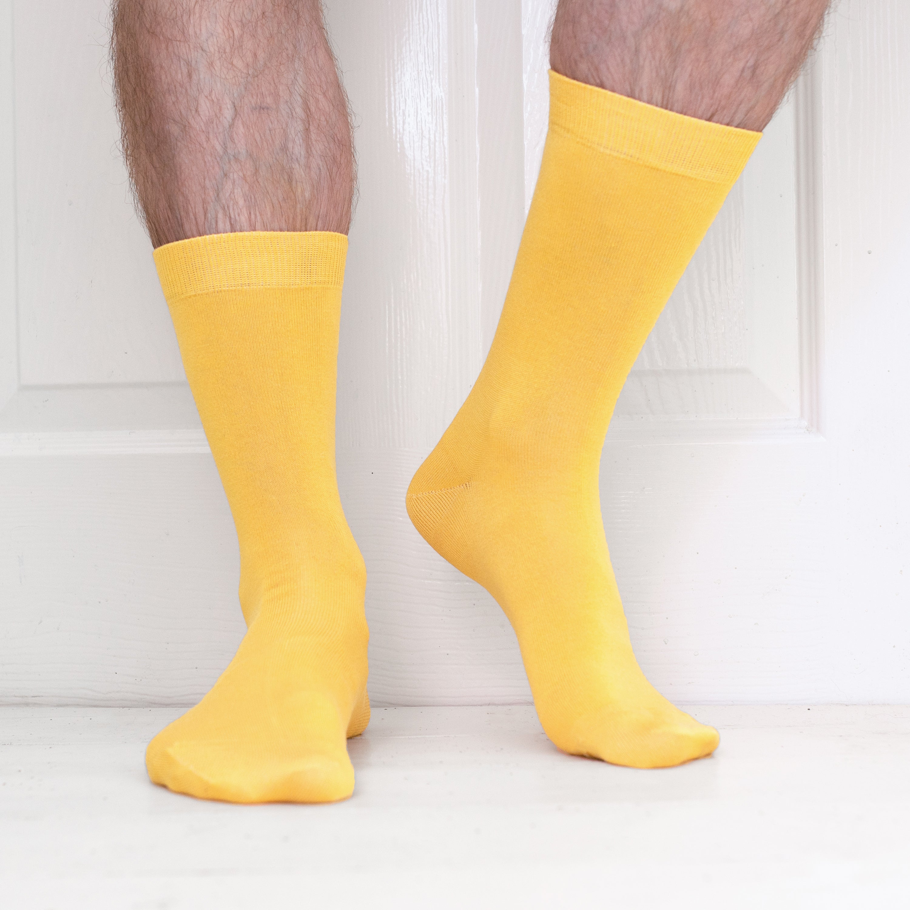 Luxury Socks Multipack 3 Pairs / 5-Pairs Orange Plain Colour Men's Crew Socks Size 7-12