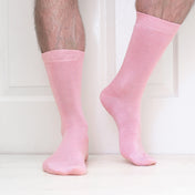 Luxury Socks Multipack 3 Pairs / 5-Pairs Rose Pink Plain Colour Men's Crew Socks Size 7-12