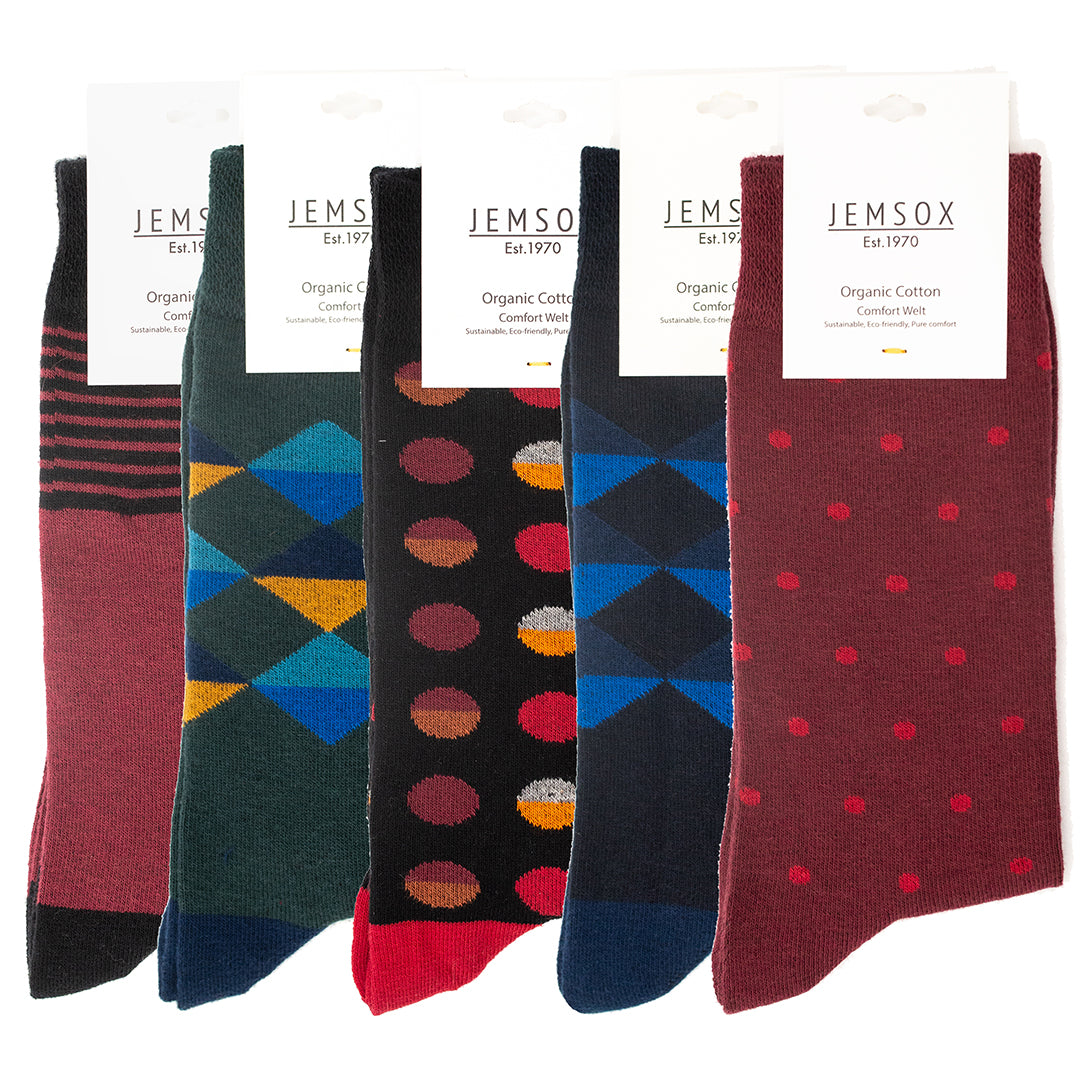 The Timeless Selection: Men’s Luxury Organic Cotton Comfort Welt Socks (5 Pack) - UK 9-12