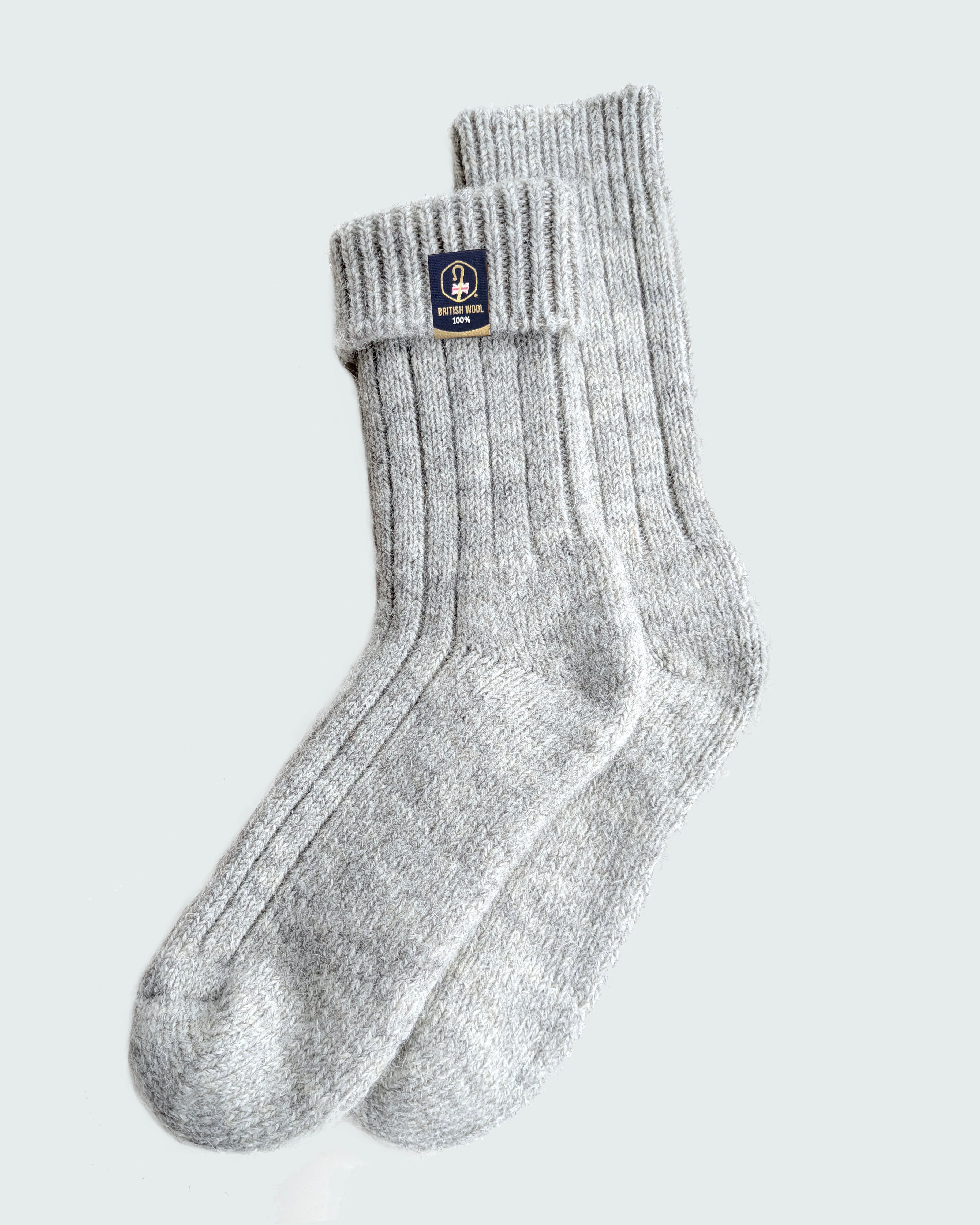 British Wool Boot Socks – Light Grey Natural | 100% British Wool Luxury Boot Socks