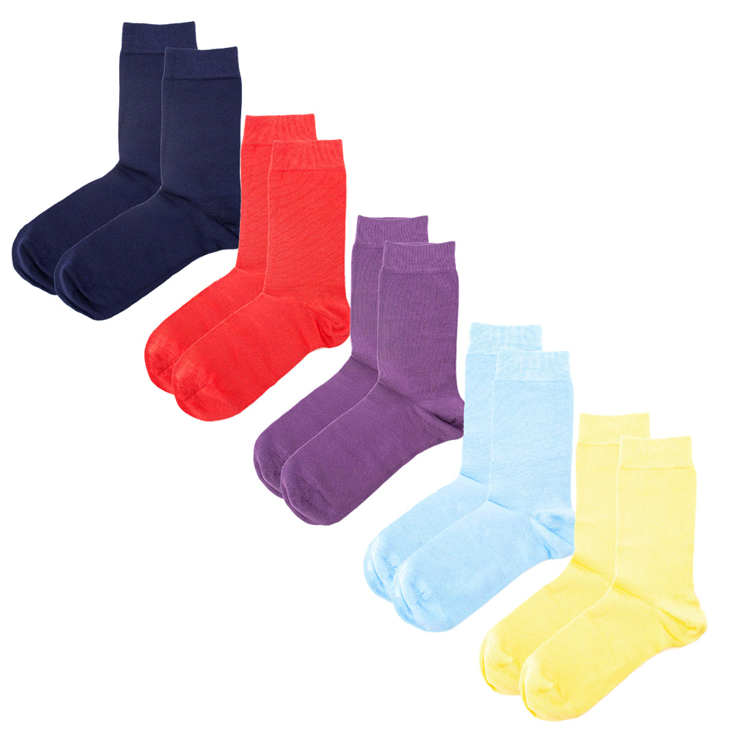 Luxury Plain Colour Socks Mid-Tones – 5 Pair Gift Set