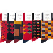 6 Pack Red Organic Cotton Mens Socks | Comfort Welt Collection