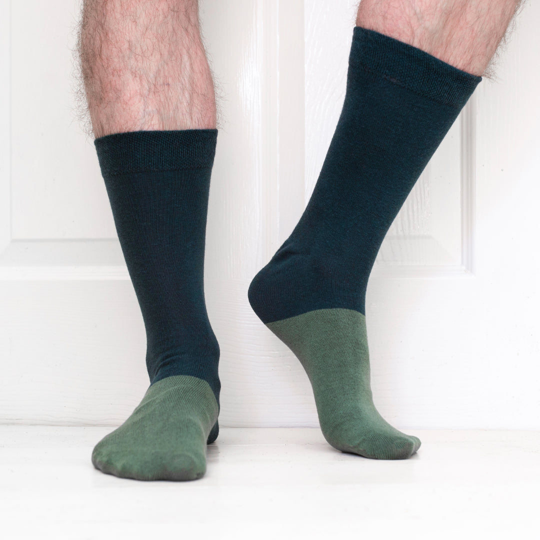 6 Pack Green Organic Cotton Mens Socks | Comfort Welt Bundle