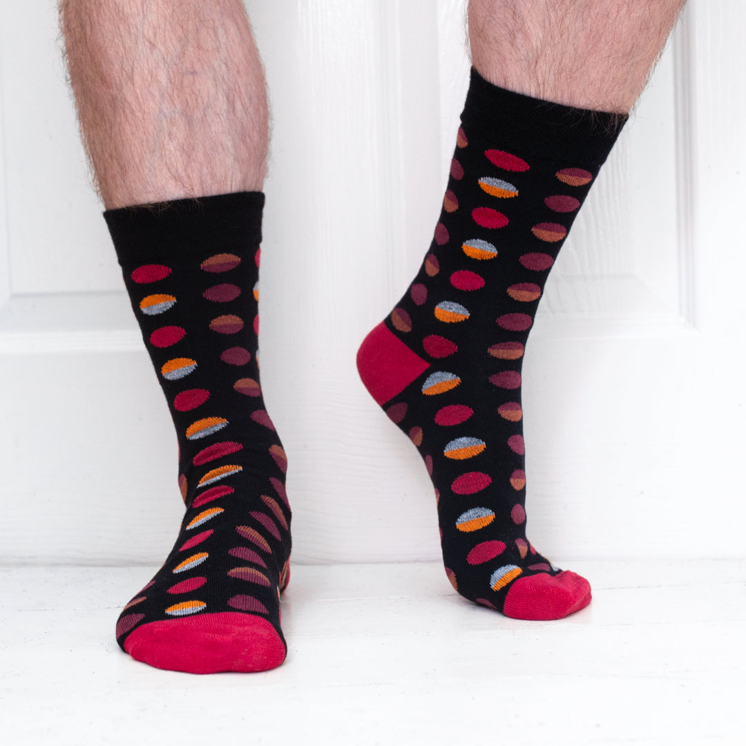 6 Pack Red Organic Cotton Mens Socks | Comfort Welt Collection