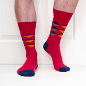 6 Pack Red Organic Cotton Mens Socks | Comfort Welt Collection