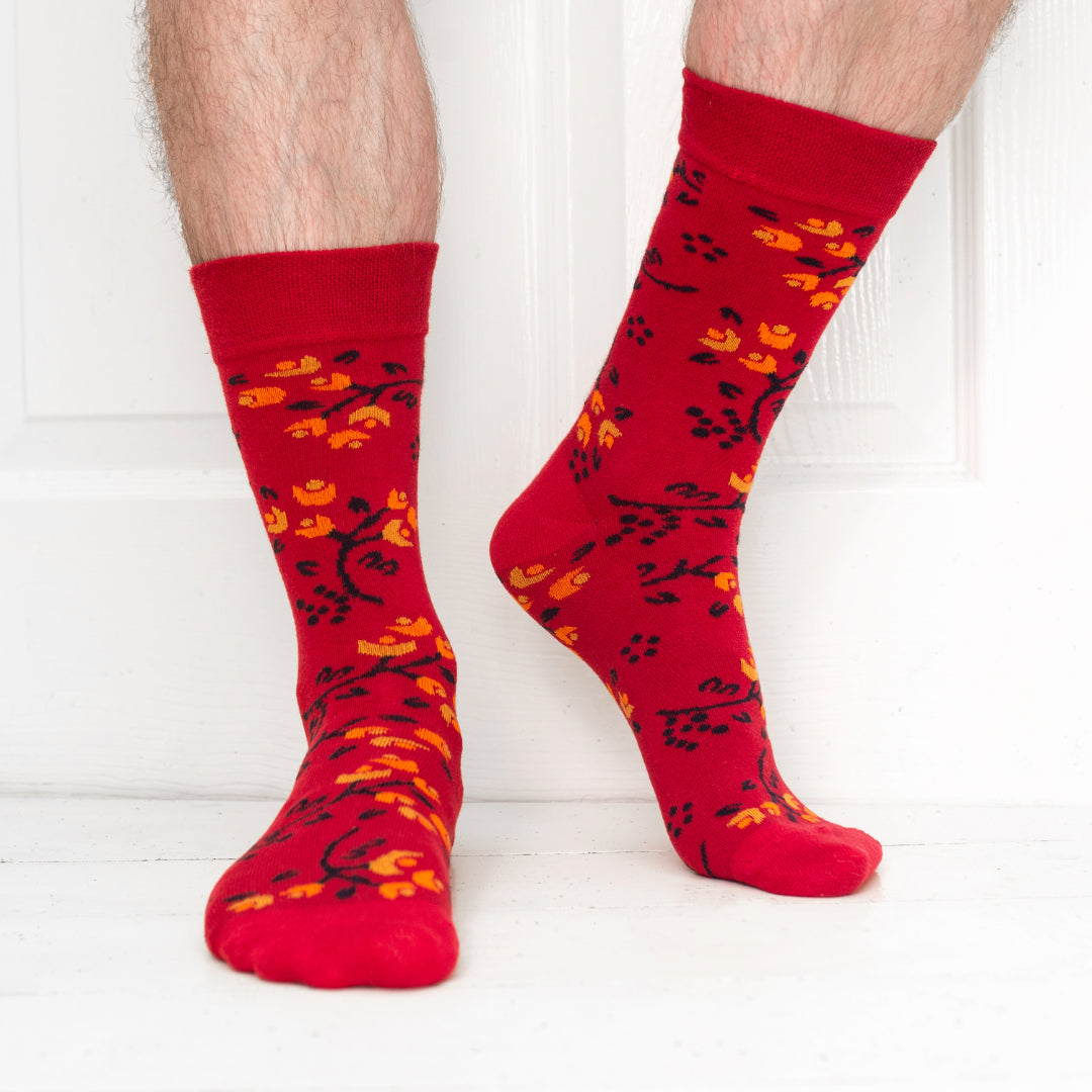 6 Pack Red Organic Cotton Mens Socks | Comfort Welt Collection