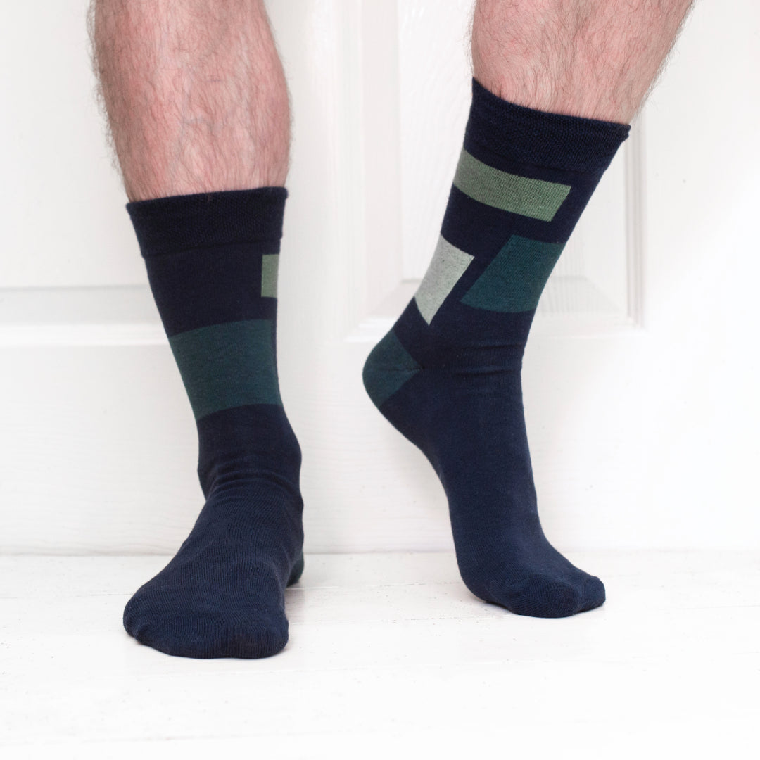 6 Pack Green Organic Cotton Mens Socks | Comfort Welt Bundle