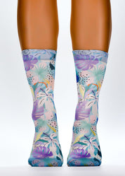 PASTEL LEAVES Ladies Fun Gift Socks