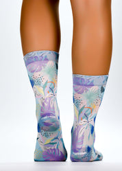 PASTEL LEAVES Ladies Fun Gift Socks