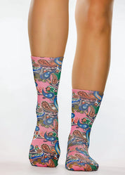 PINK PAISLEY Ladies Novelty Gift Socks