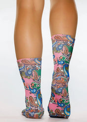 PINK PAISLEY Ladies Novelty Gift Socks