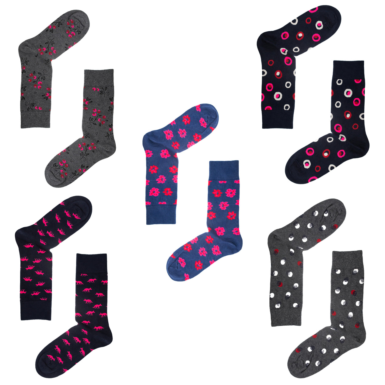 5pk Organic Cotton socks Multi Pink