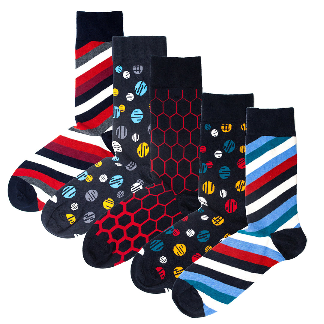 Preppy Days: Luxury Organic Cotton Men’s Socks (5 Pack) | One Size UK 7-11
