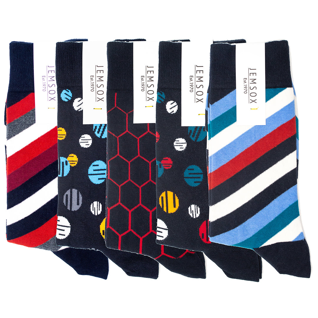 Preppy Days: Luxury Organic Cotton Men’s Socks (5 Pack) | One Size UK 7-11