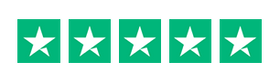 Five green stars in a row on a white background